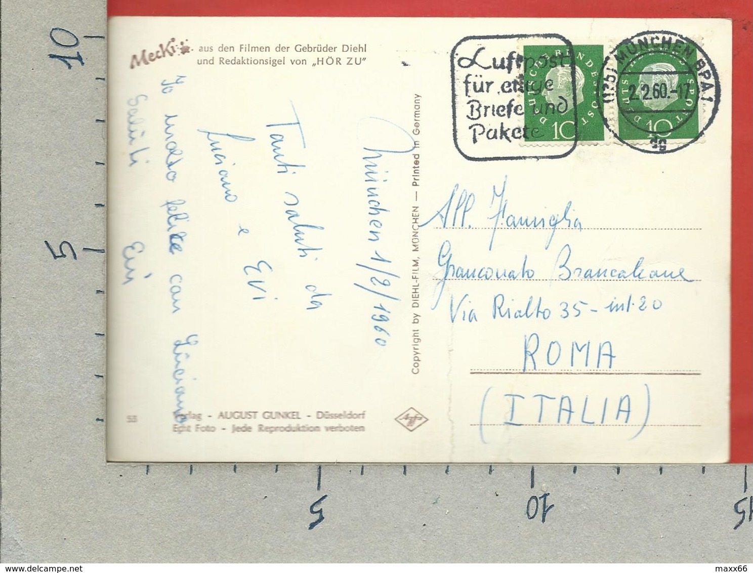 CARTOLINA VG GERMANIA - MECKI - Eisläufer - Pattinatori Sul Ghiaccio - 10 X 15 - ANN. 1960 - Mecki