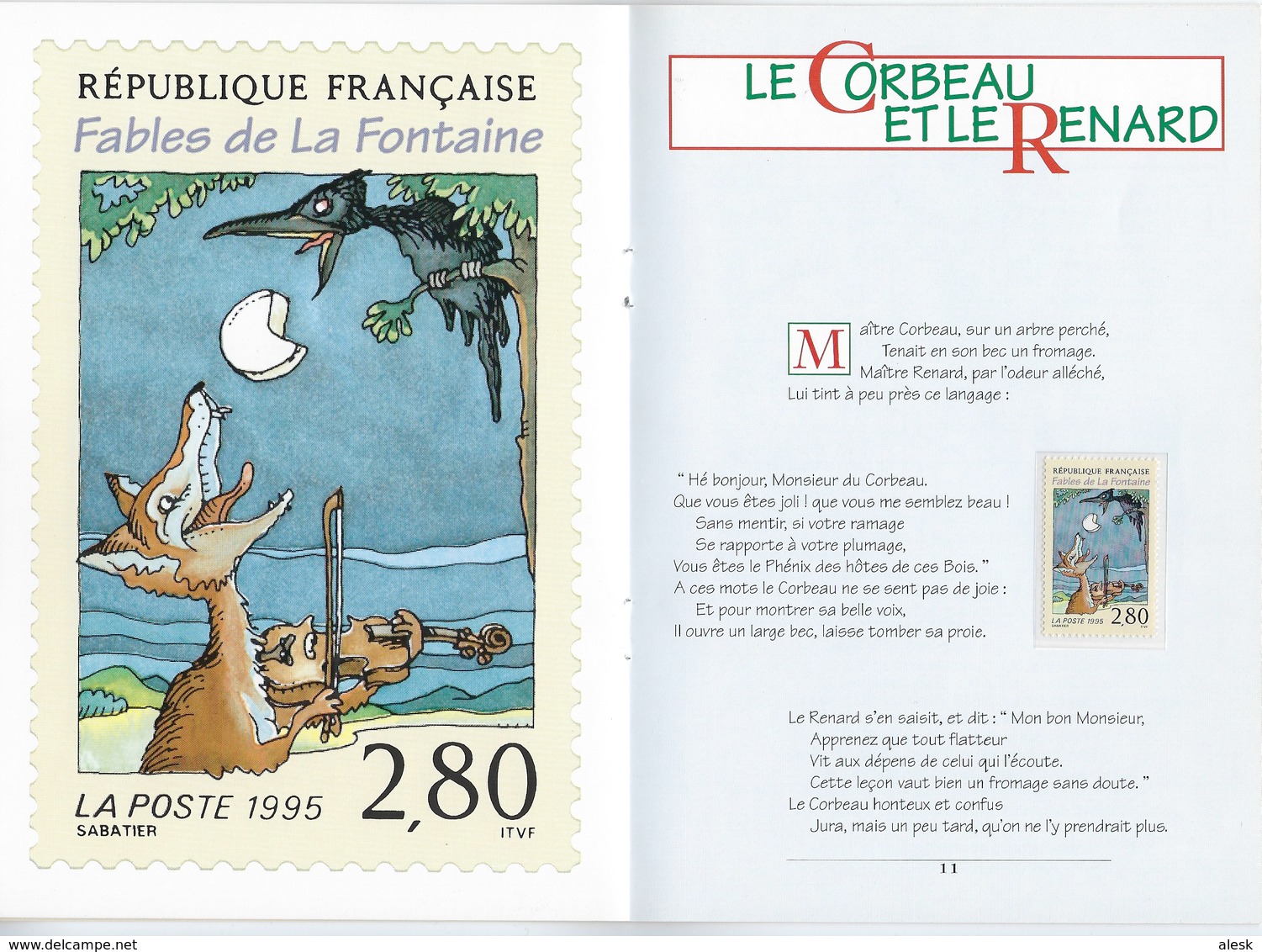 LIVRET - SIX FABLES en TIMBRES - Jean de la Fontaine Série n°2958 à 2963 - 1995