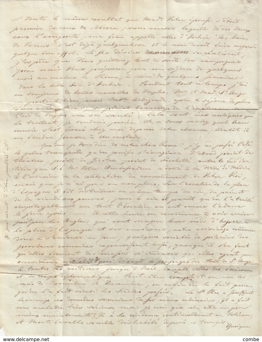 LETTRE 1825. ROME. AVEC ECHANTILLON D'UNE ROBE DE MOMIE EGYPTIENNE. TEXTE +++++ - Archéologie