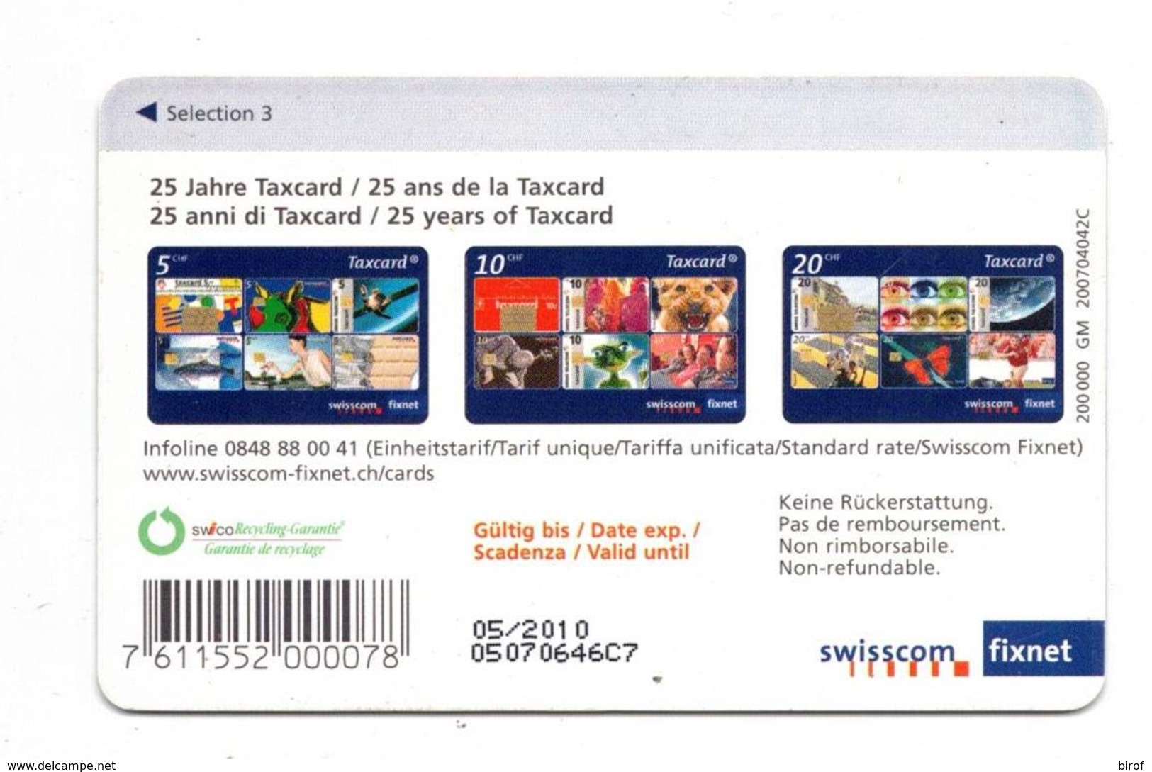 TESSERA TAXCARD 20 CHF  ( SVIZZERA ) - Svizzera