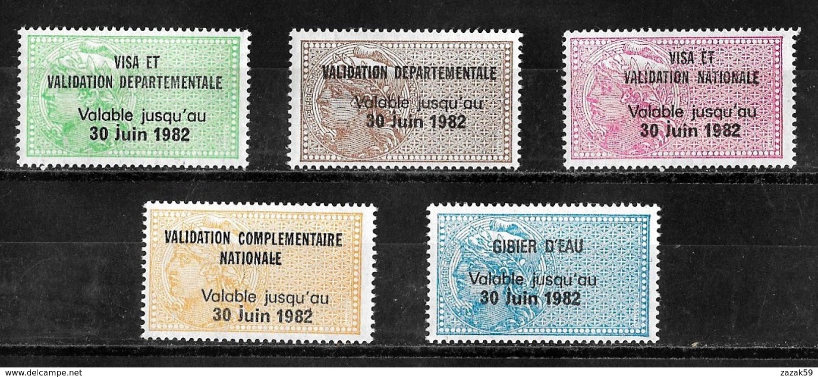 Timbres Fiscaux Fiscal Lot Taxe Permis De Chasse 1982 (cote 230€) - Andere & Zonder Classificatie