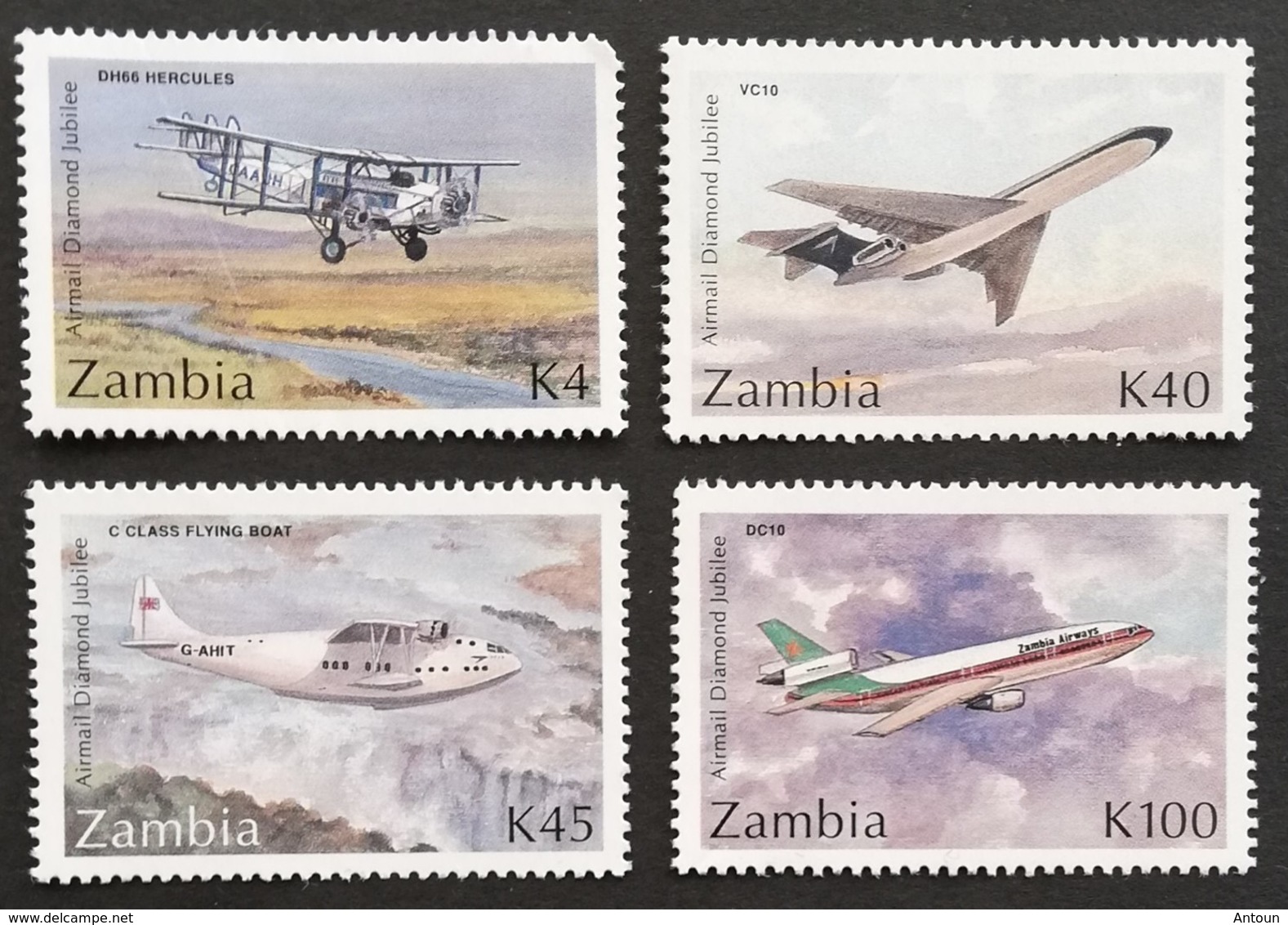 Zambia  1992 Airmail Services 75th.Anniv. - Zambia (1965-...)