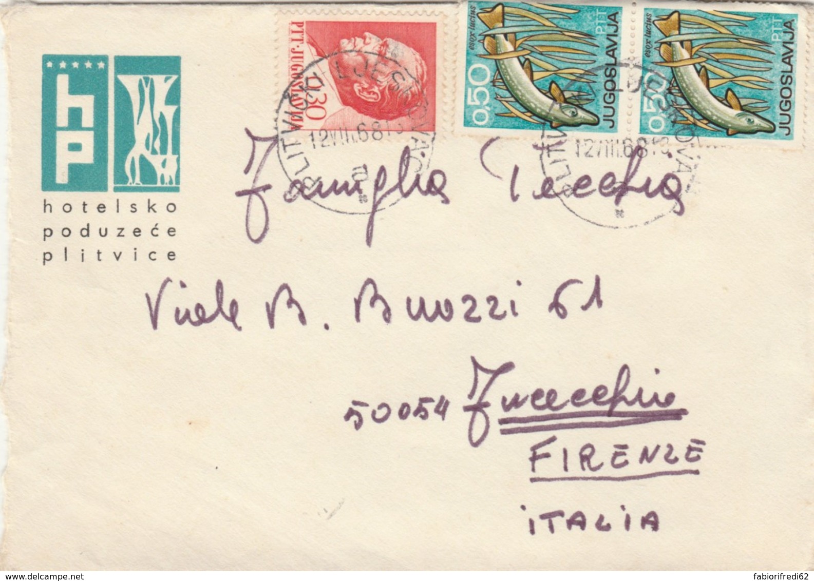 LETTERA 1968 JUGOSLAVIA -TIMBRO ARRIVO FUCECCHIO (EX709 - Storia Postale