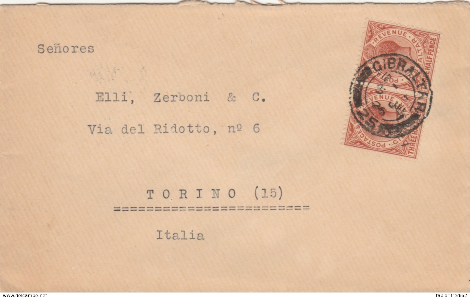 LETTERA GIBILTERRA 1926 ARRIVO TORINO (EX819 - Gibilterra