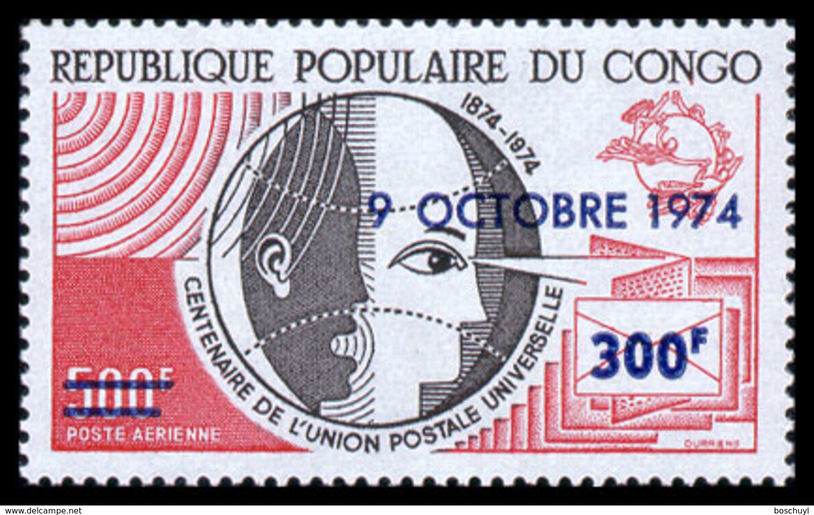 Congo Brazzaville, 1974, UPU Centenary, Universal Postal Union, United Nations, MNH Overprint, Michel 425 - Autres & Non Classés