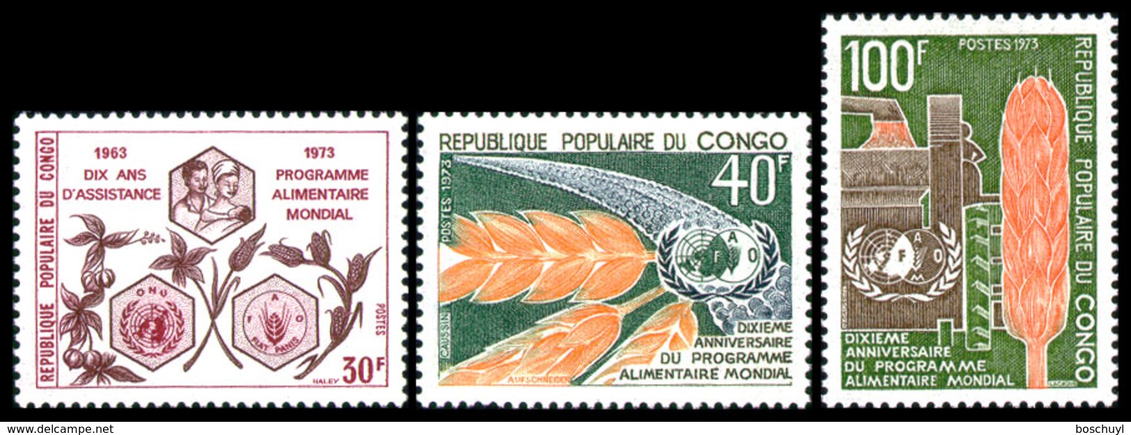 Congo Brazzaville, 1973, World Food Programme, WFP, United Nations, MNH, Michel 402-404 - Autres & Non Classés