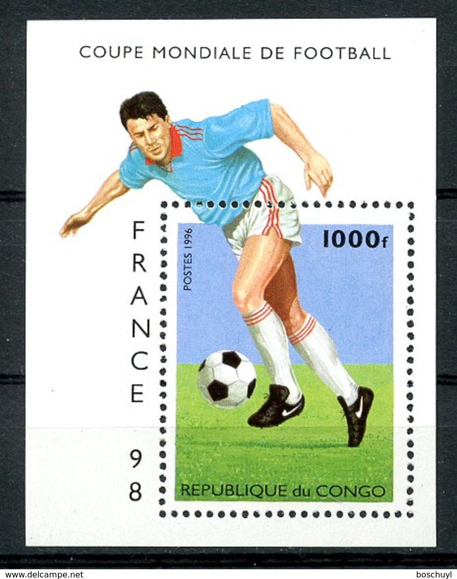 Congo Brazzaville, 1996, Soccer World Cup France, Football, MNH, Michel Block 128 - Autres & Non Classés