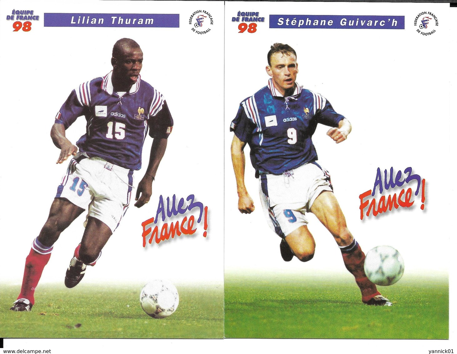 EQUIPE DE FRANCE FOOTBALL 1998 - PIRES DJORKAEFF GUIVARCH THURAM LIZARAZUDUGARRY BARTHEZ - COUPE MONDE WORLD CUP 98 - Football