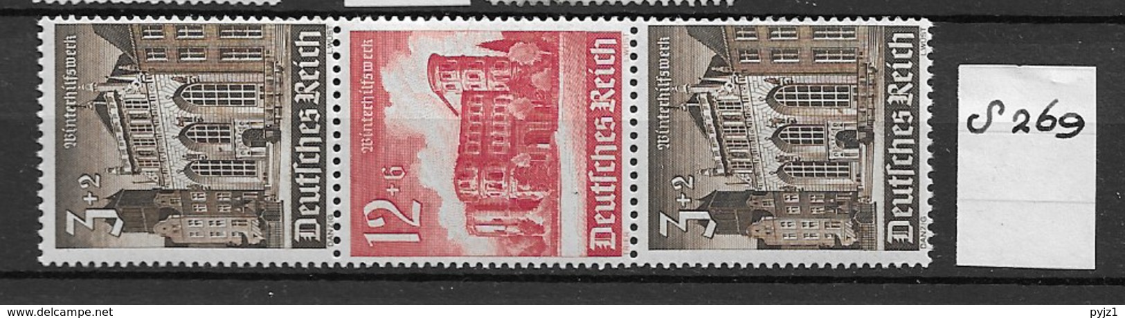 1940 MNH Germany Bauwerke , S269,  Postfris** - Zusammendrucke