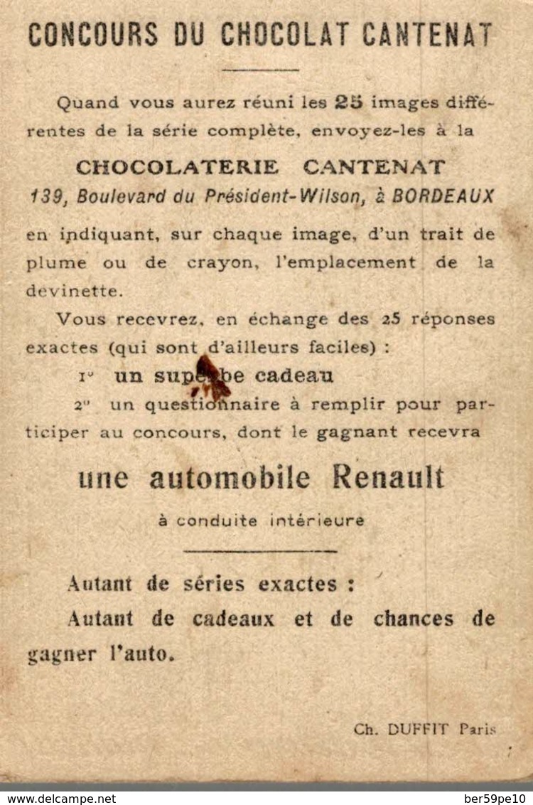 CHROMO  CONCOURS DU CHOCOLAT CANTENAT SUR LE PONT D'AVIGNON  OU EST LE DEUXIEME CHANTEUR ? - Autres & Non Classés