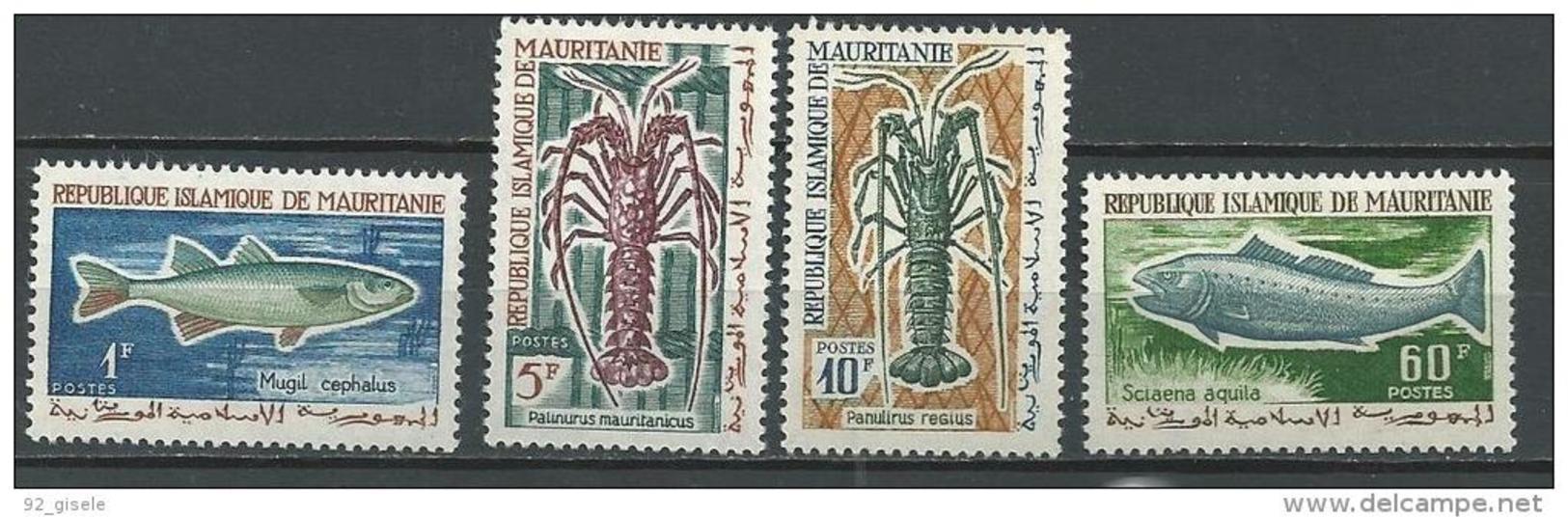 Mauritanie YT 179 à 182 " Poissons - Crustacés " 1964 Neuf** - Mauritanie (1960-...)