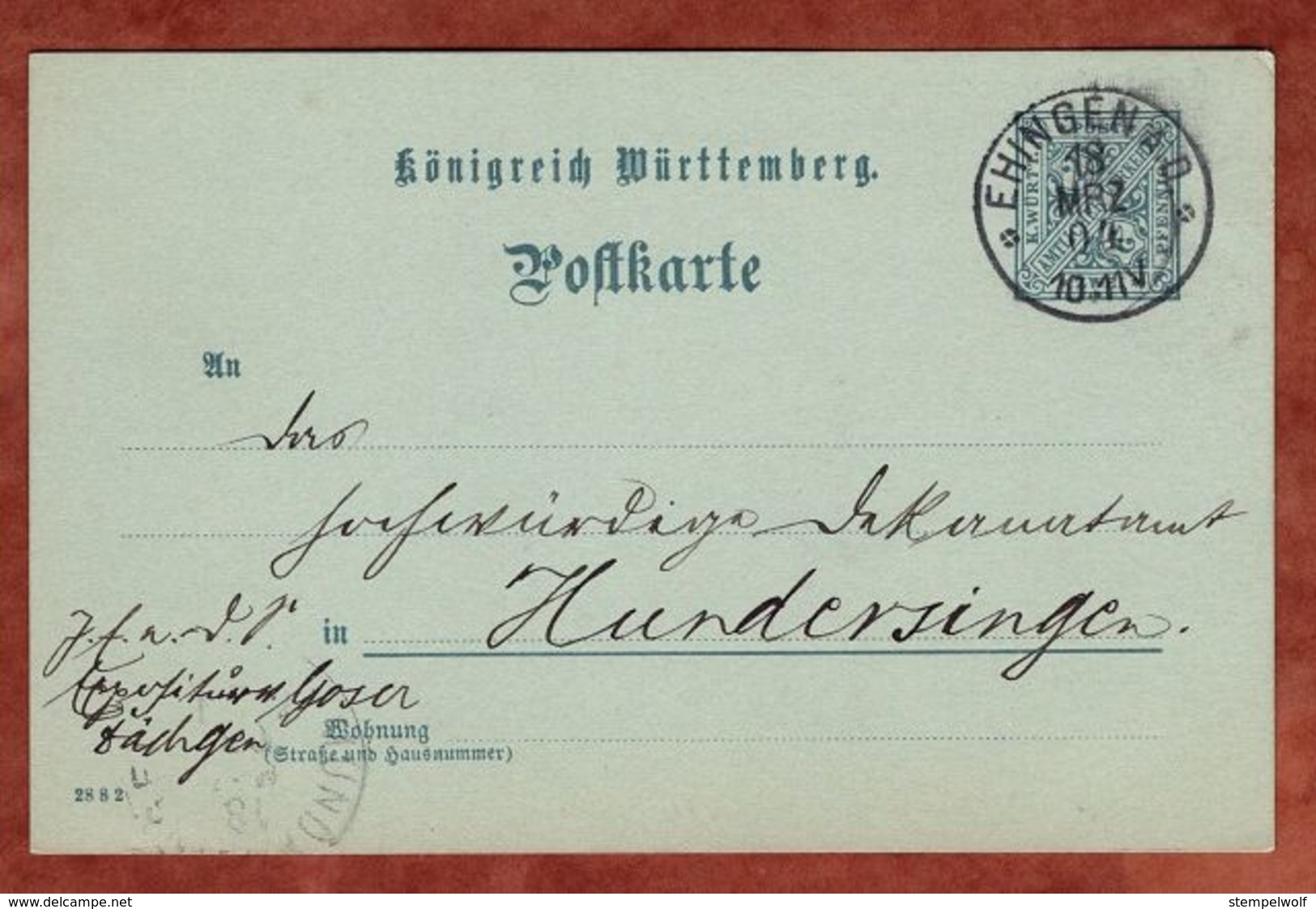 DP 32/04 Ziffer, Hds In Ermangelung Eines Dienstsiegels Daechingen, Ehingen Nach Hundersingen 1904 (71085) - Sonstige & Ohne Zuordnung