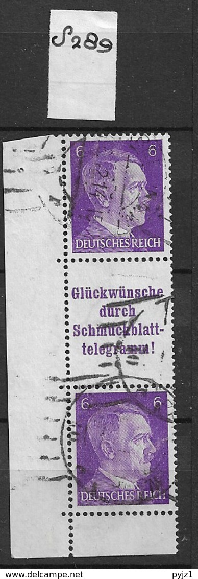 1940 USED Germany, Adolf H. S289 - Se-Tenant