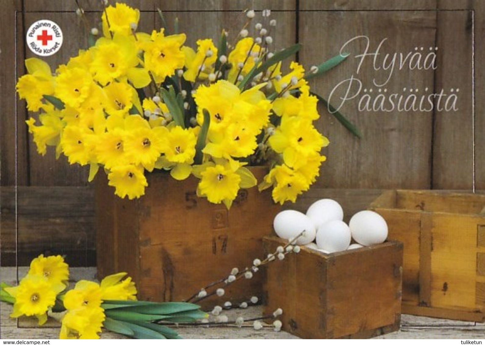 Easter Flowers - Daffodils - Willows - Eggs - Red Cross - Postal Stationery - Suomi Finland - Postage Paid - Entiers Postaux