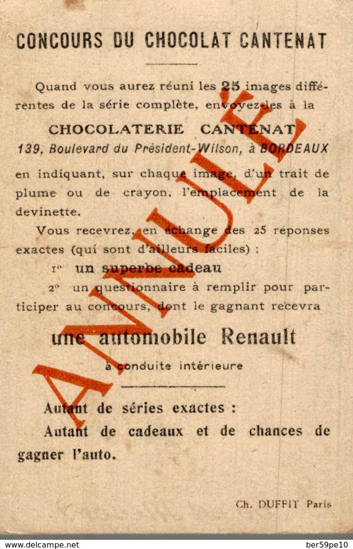 CHROMO  CONCOURS DU CHOCOLAT CANTENAT  COMPERE GUILLERI  OU EST MEDOR ? - Autres & Non Classés