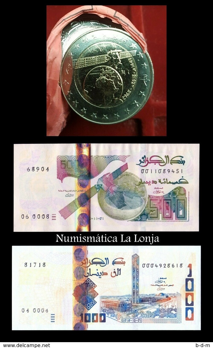 Argelia Algeria New 2019 Coin & Banknotes 100 500 1000 Dinars Satellite SC UNC - Argelia