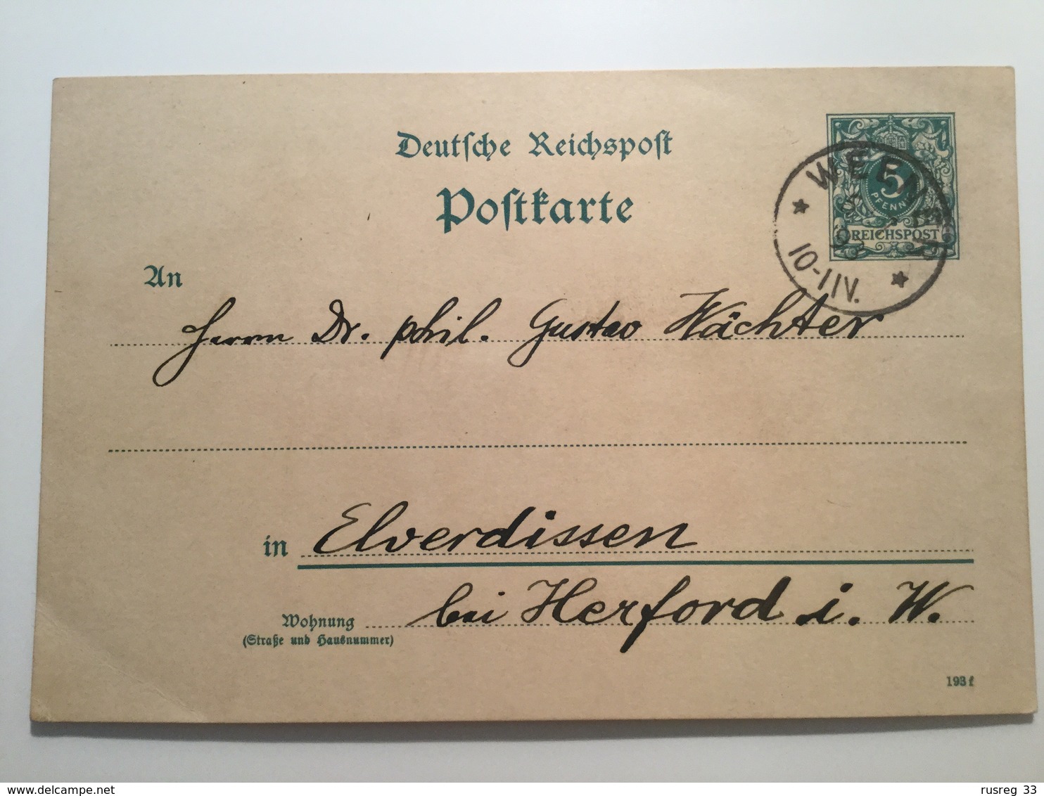 GÄ38657 Deutsches Reich Ganzsache Stationery Entier Postal P 30I Von Weener Nach Elverdissen - Sonstige & Ohne Zuordnung