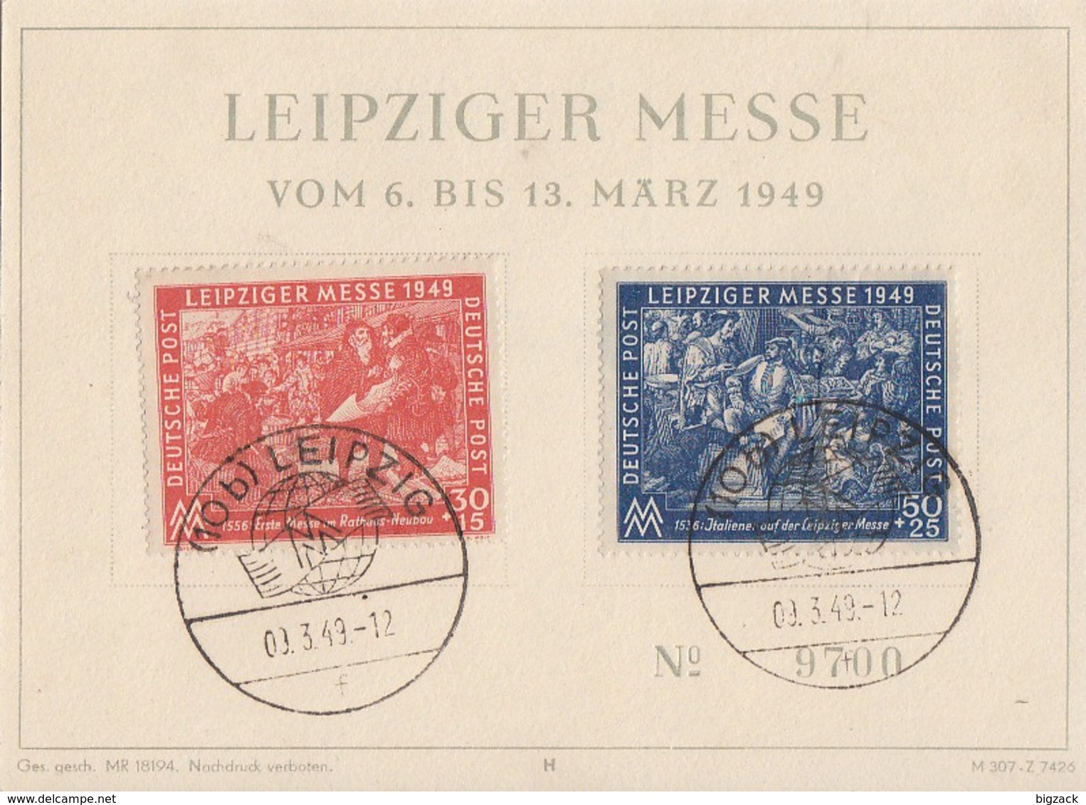 SBZ Anlasskarte Leipziger Messe Minr.230, 231 SST Leipzig 9.3.49 - Autres & Non Classés