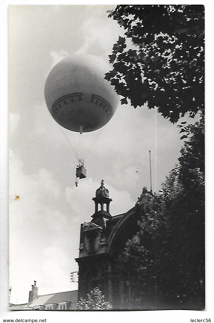 BALLON MONTE MONGOLFIERE AVEC PUBLICITE PIRELLI Lieu à Situer PHOTO 140 X 90 Mm TRES BON ETAT  2 SCANS - Mongolfiere