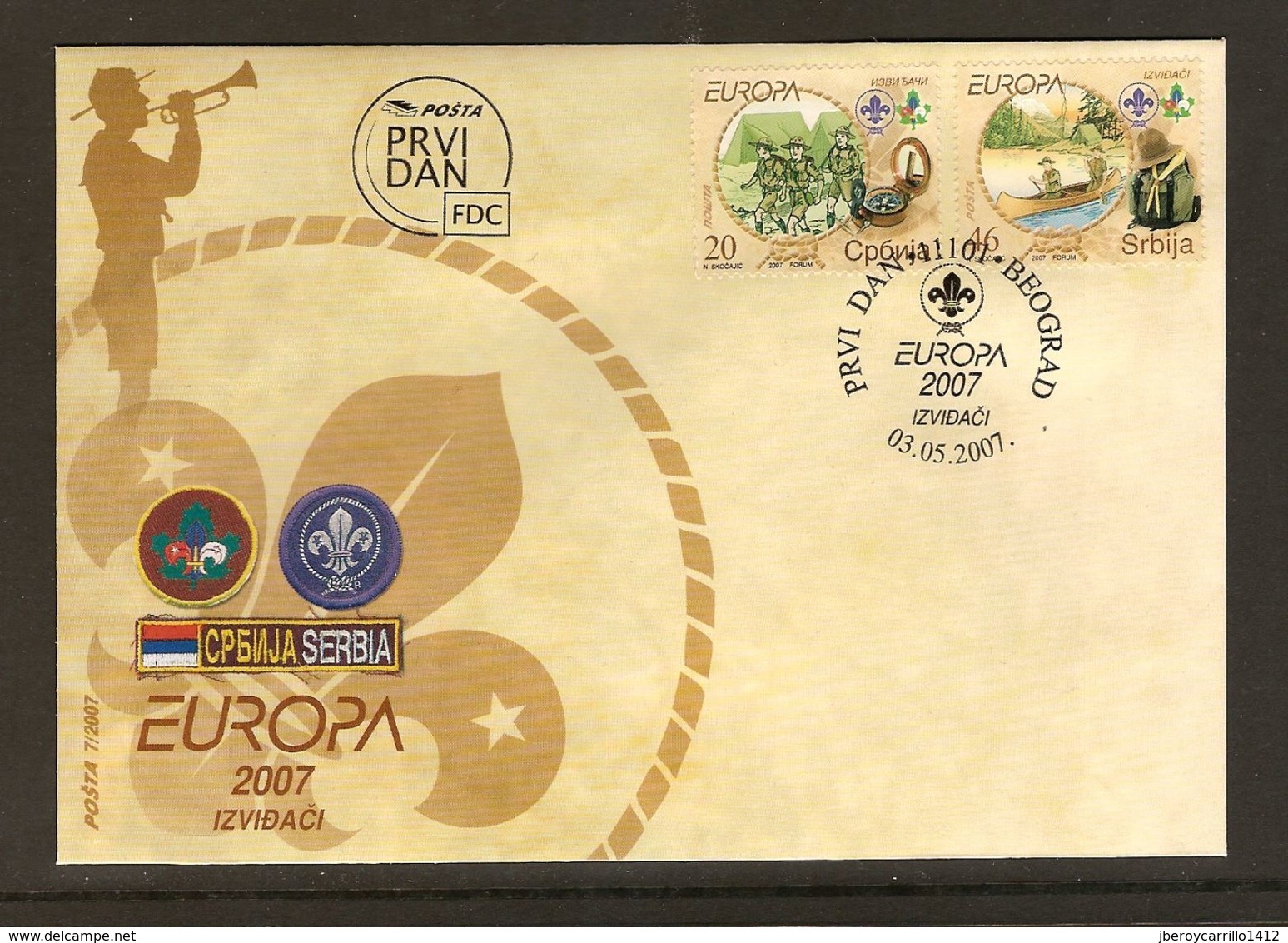 SERBIA/ SERBIE / SERBIEN - EUROPA  2007-" A CENTENARY SCOUT -EUROPA-CEPT"- FDC De La  SERIE De 2 V. - 2007