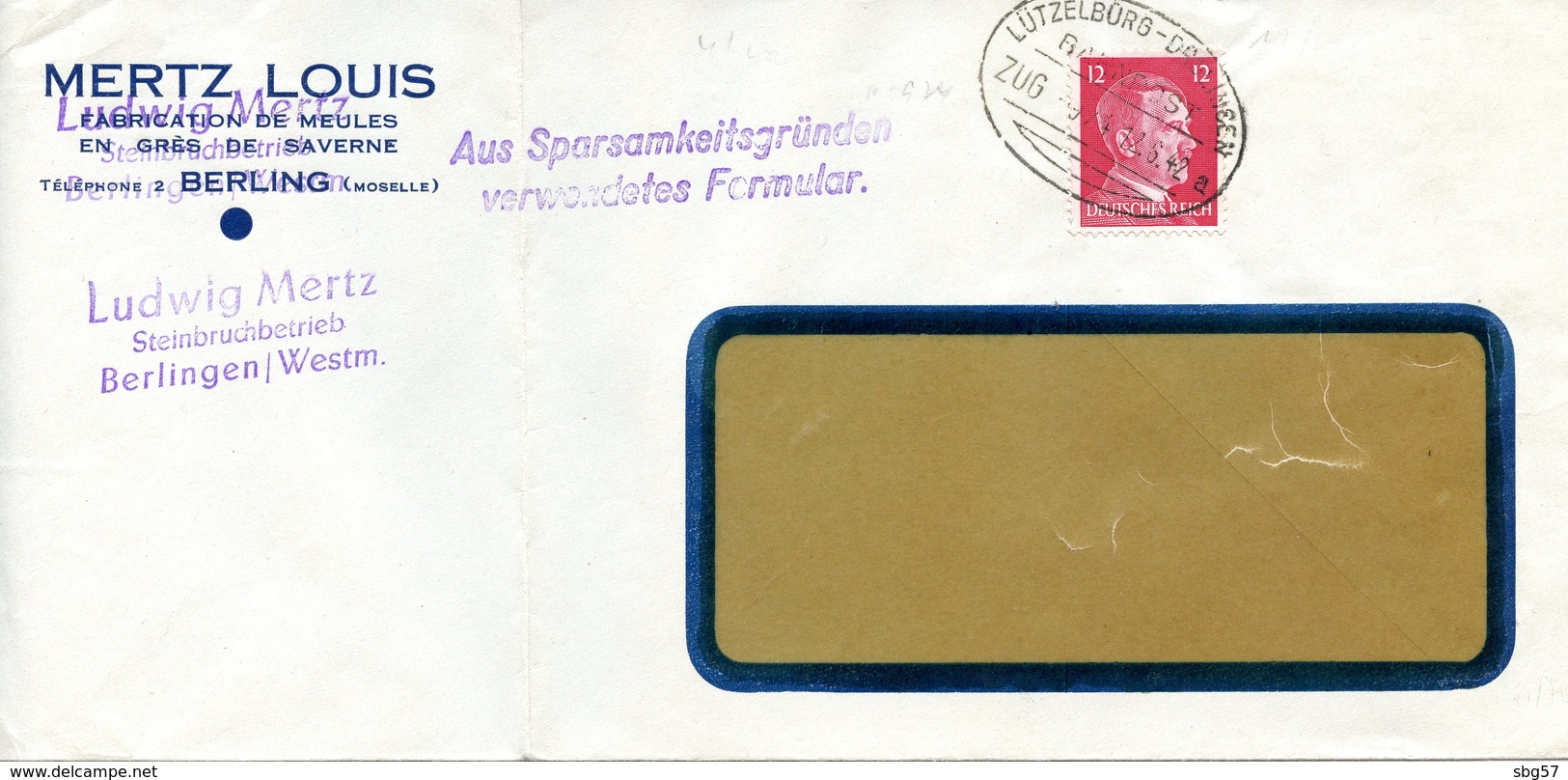 Cachet Ambulant LÜTZELBURG-DRÜLINGEN Daté Du 12/06/1942 - Autres & Non Classés