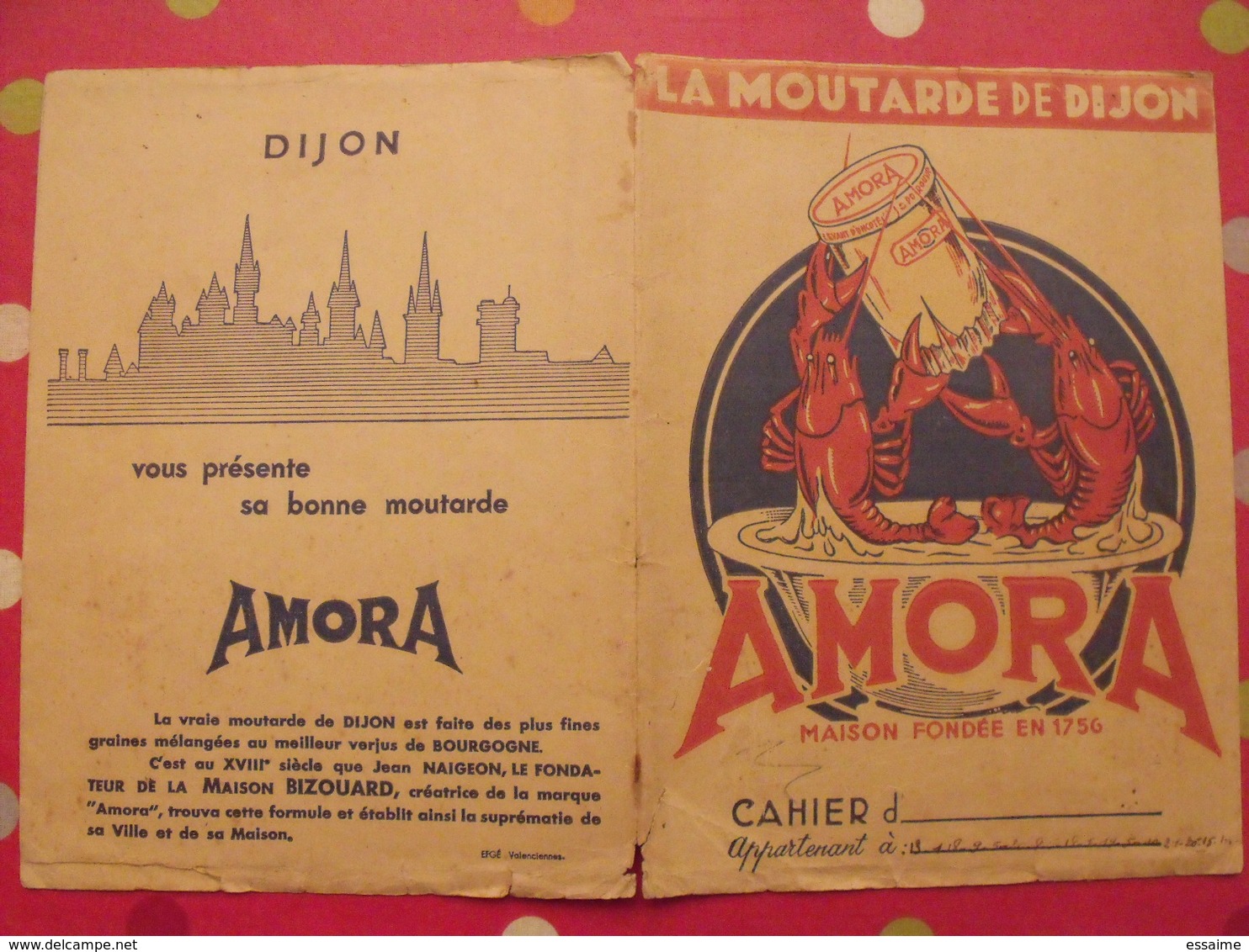 Protège-cahier Amora, La Moutarde De Dijon. Bizouard - Omslagen Van Boeken