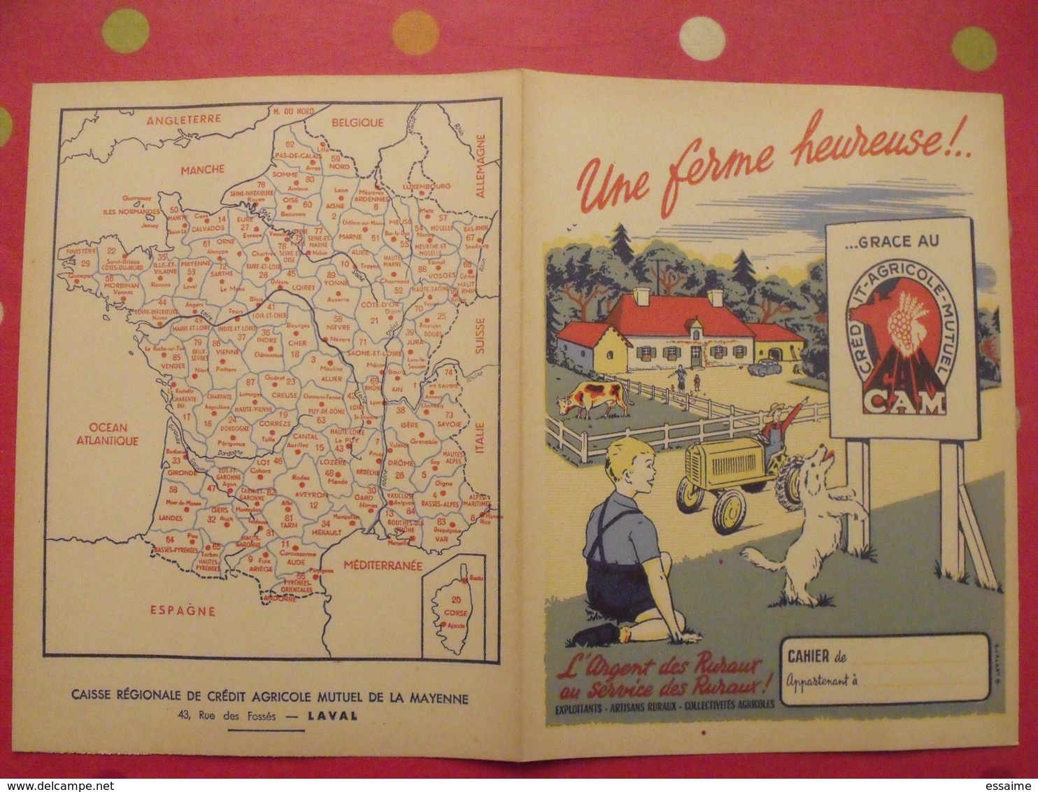 Protège-cahier Crédit Agricole Mutuel CAM. Une Ferme Heureuse. Tracteur. L'argent Des Ruraux - Omslagen Van Boeken