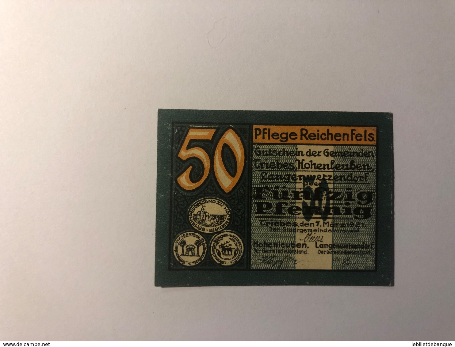 Allemagne Notgeld Triebes 50 Pfennig - Collections