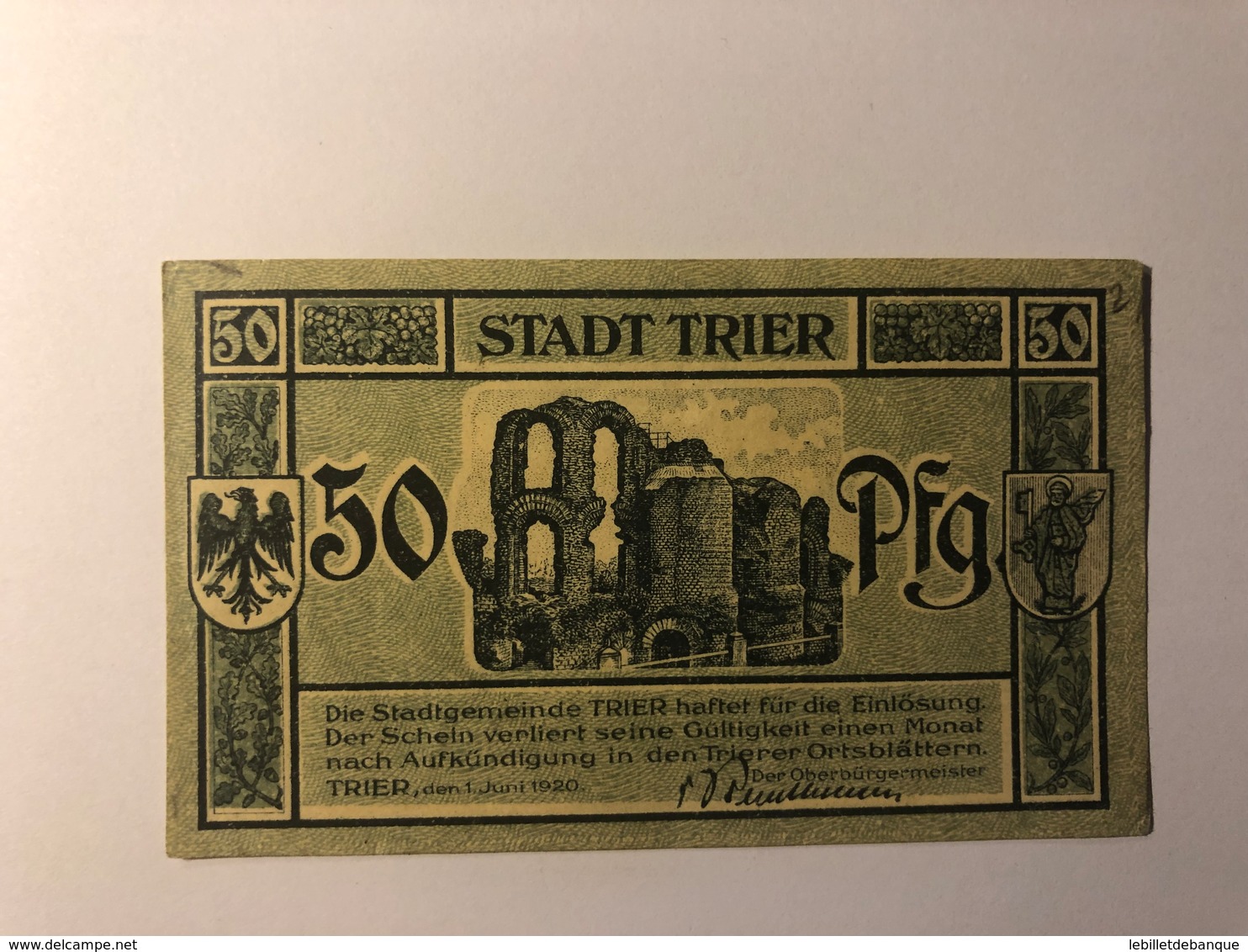 Allemagne Notgeld Trier 50 Pfennig - Collections