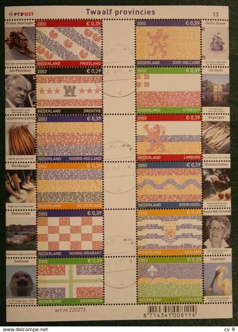 Vel 12 Provinciezegels ; NVPH V2065-2076 V 2065  2002 Used Gebruikt Oblitere NEDERLAND NIEDERLANDE / NETHERLANDS - Used Stamps