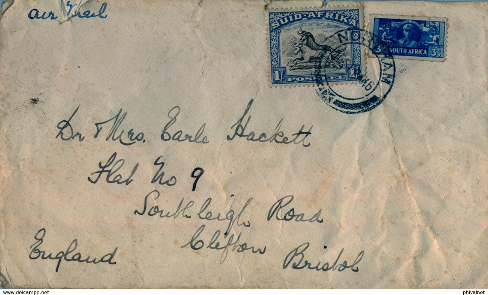 1946 , SUDAFRICA , SOBRE CIRCULADO , NORTHAM - BRISTOL - Storia Postale