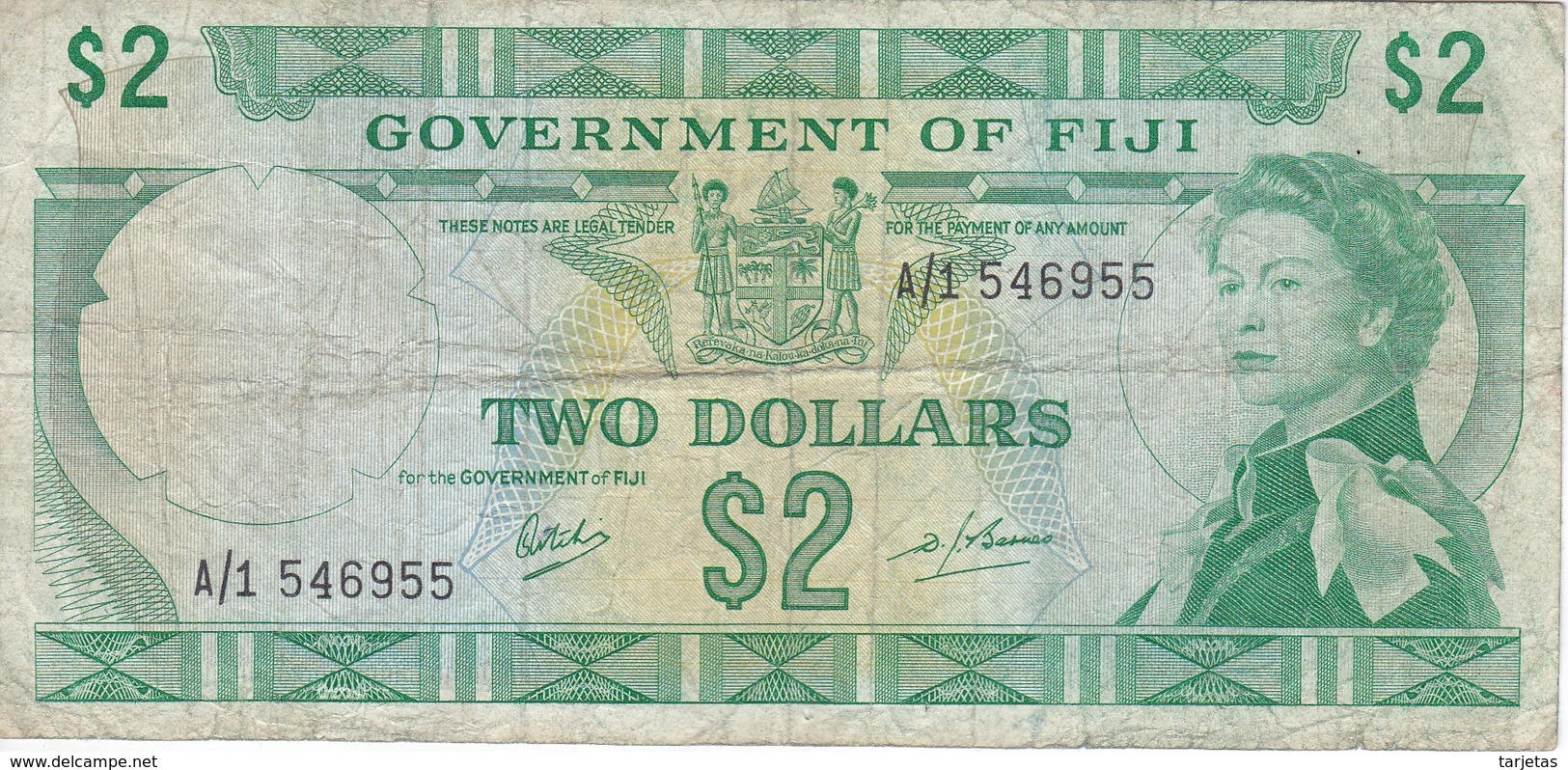 BILLETE DE FIJI DE 2 DOLLARS DEL AÑO 1974   (BANKNOTE) RARO - Fidji