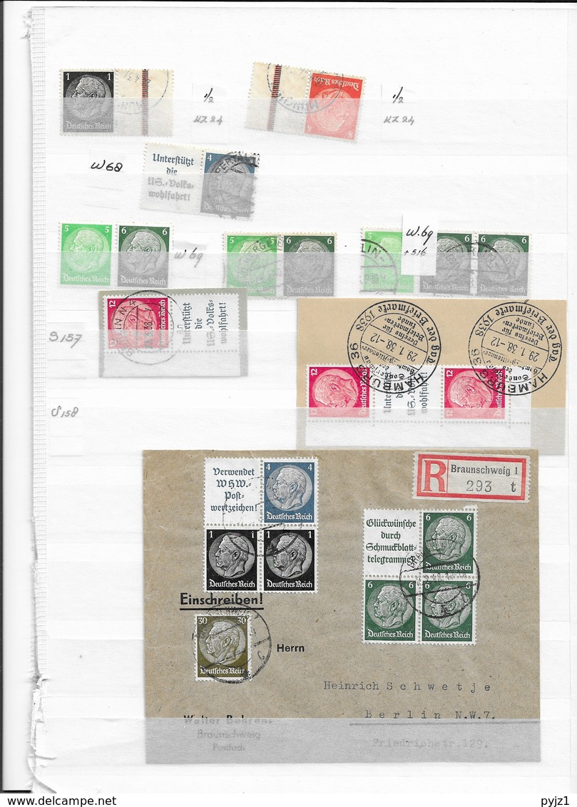 Germany, Reich combinations from booklets, MNH/USED (8 scans)