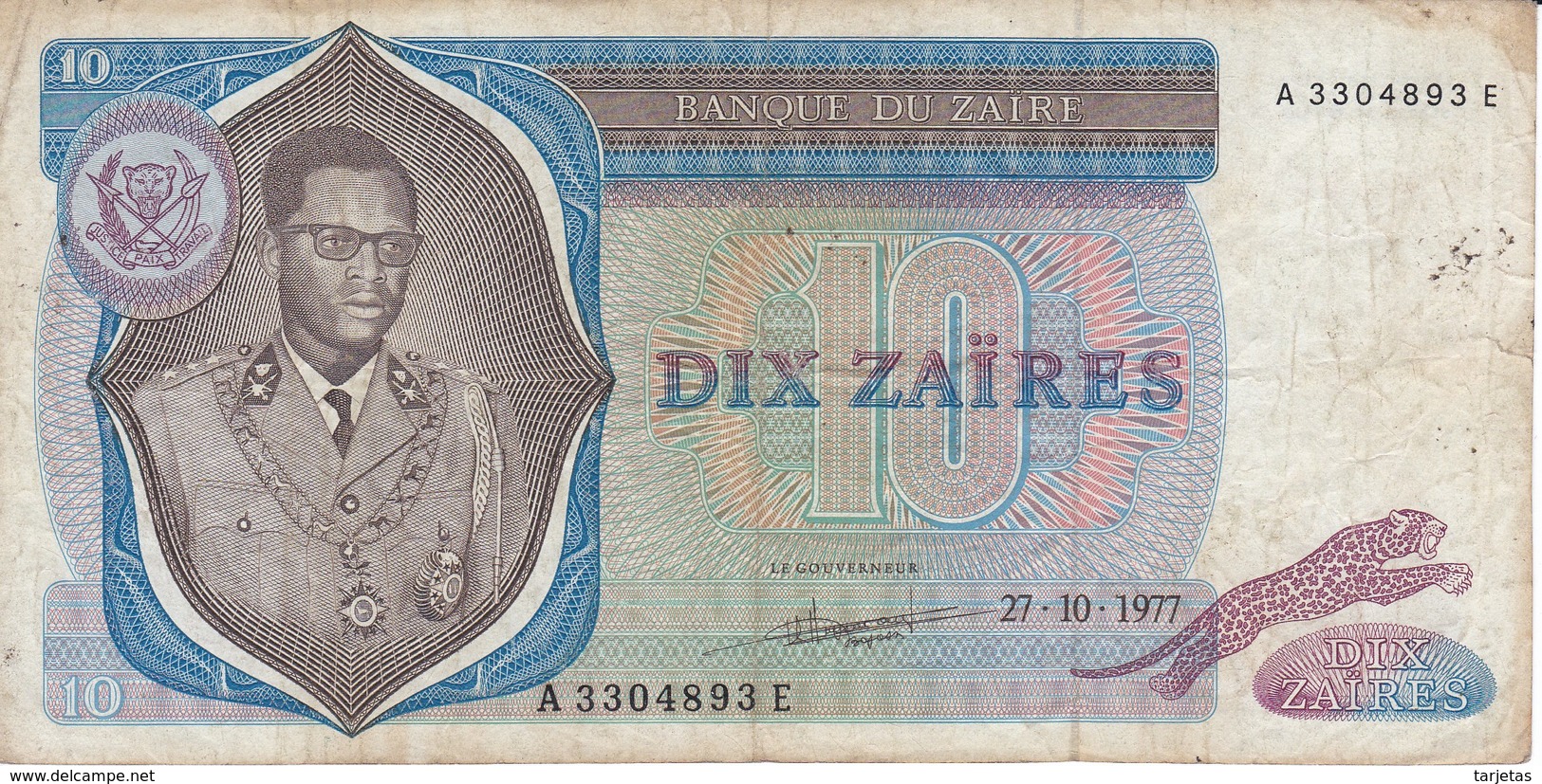 BILLETE DE ZAIRE DE 10 ZAIRES DEL AÑO 1977 (BANKNOTE) - Zaire