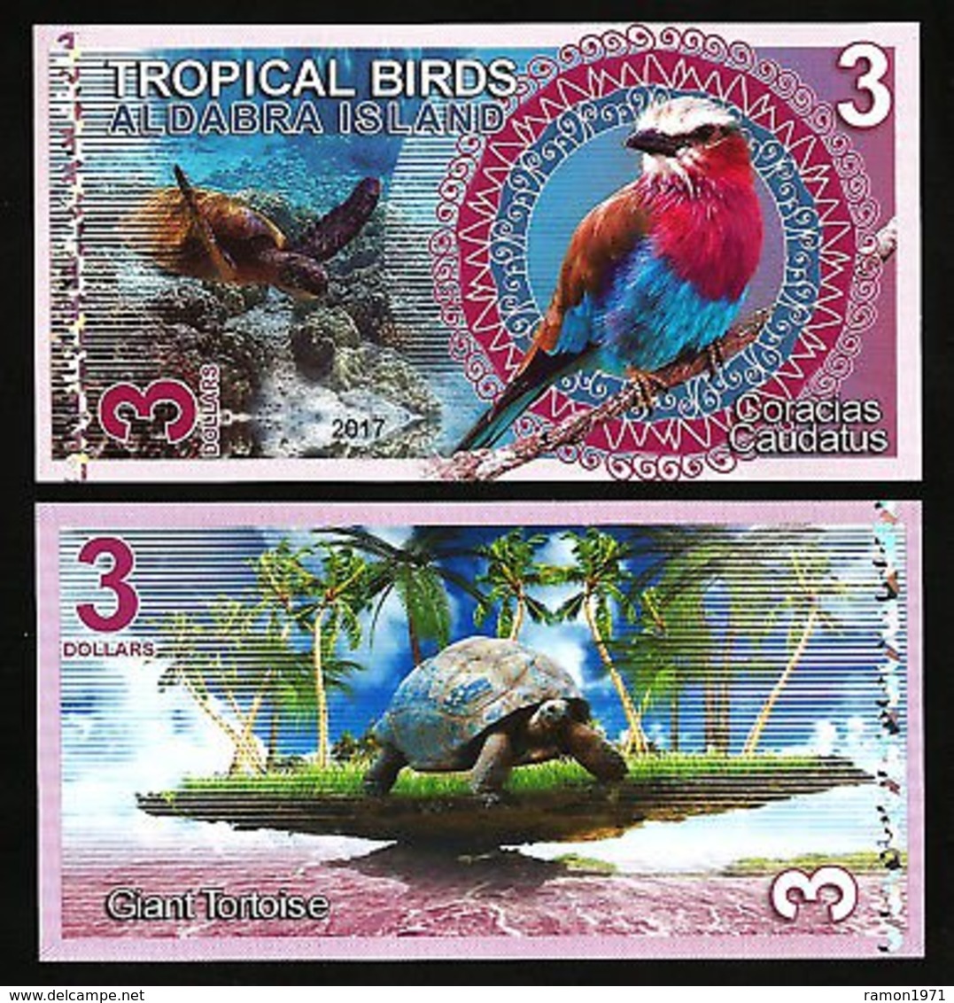 Aldabra Island (Seychelles) - 3 Dollars 2017 UNC - Seychelles