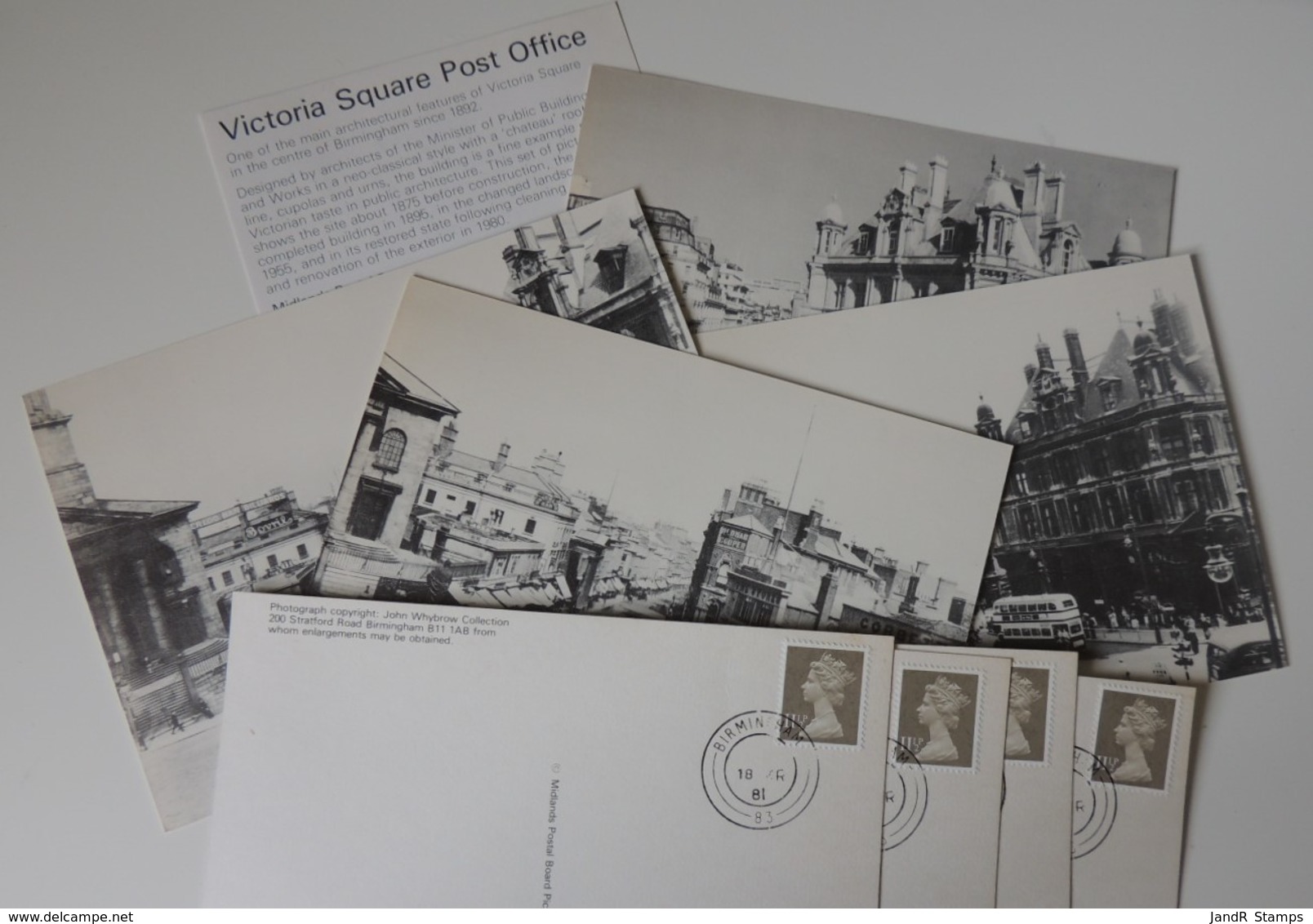 Great Britain Postcards Victoria Square Post Office Set Of 4 Used Birmingham Postmark Unaddressed - Sonstige & Ohne Zuordnung