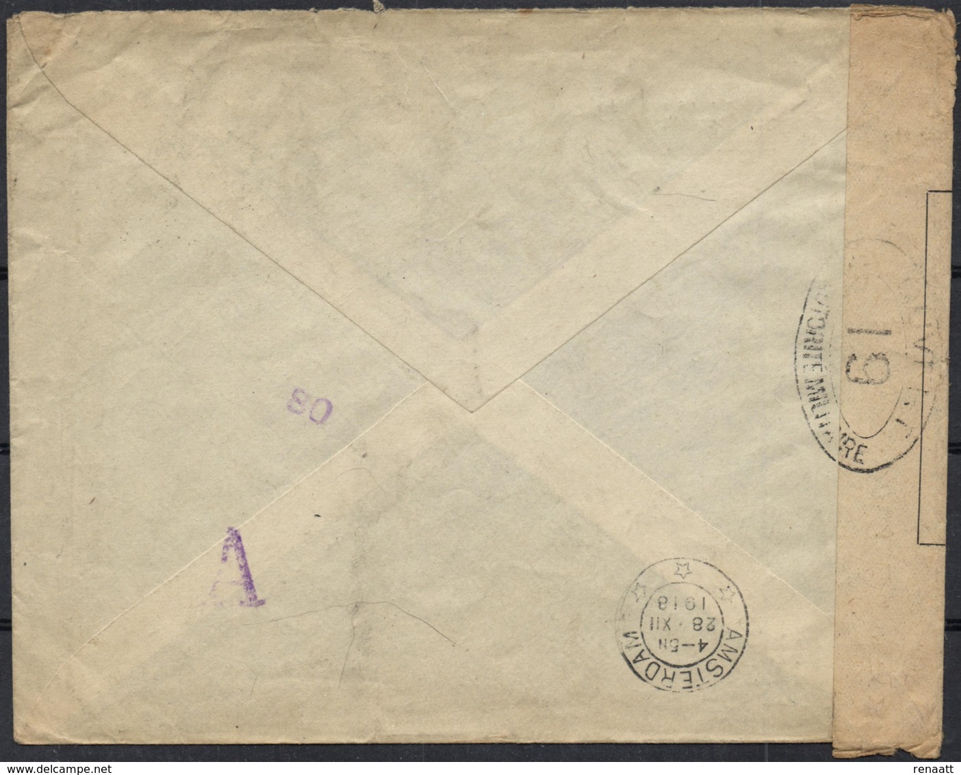 Spain 1918 Mi. 236 Cover Reus 17-Dec-1918 To Amsterdam Netherlands 28-Aug-1918 Censor France 19 Dieppe WWI - Lettres & Documents