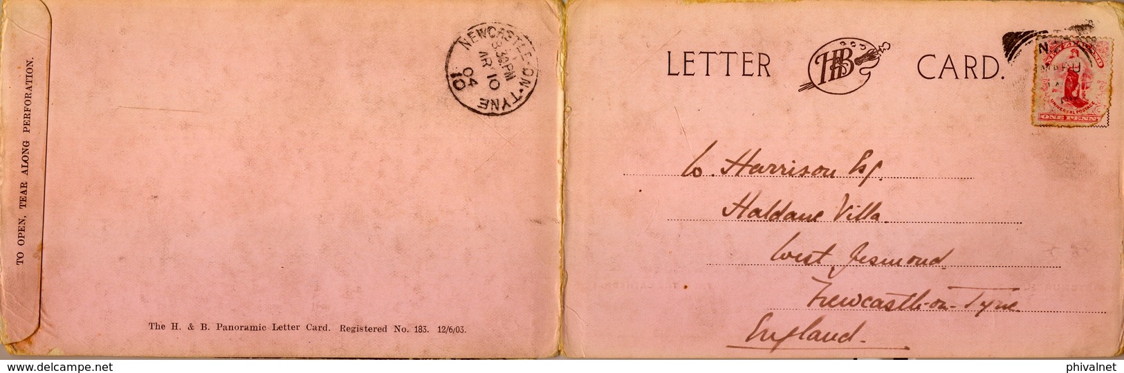 1910 , NUEVA ZELANDA , POSTAL PANORÁMICA CIRCULADA EN TRES TRAMOS , CHRISTCHURCH - NEWCASTLE ON TYNE - Cartas & Documentos