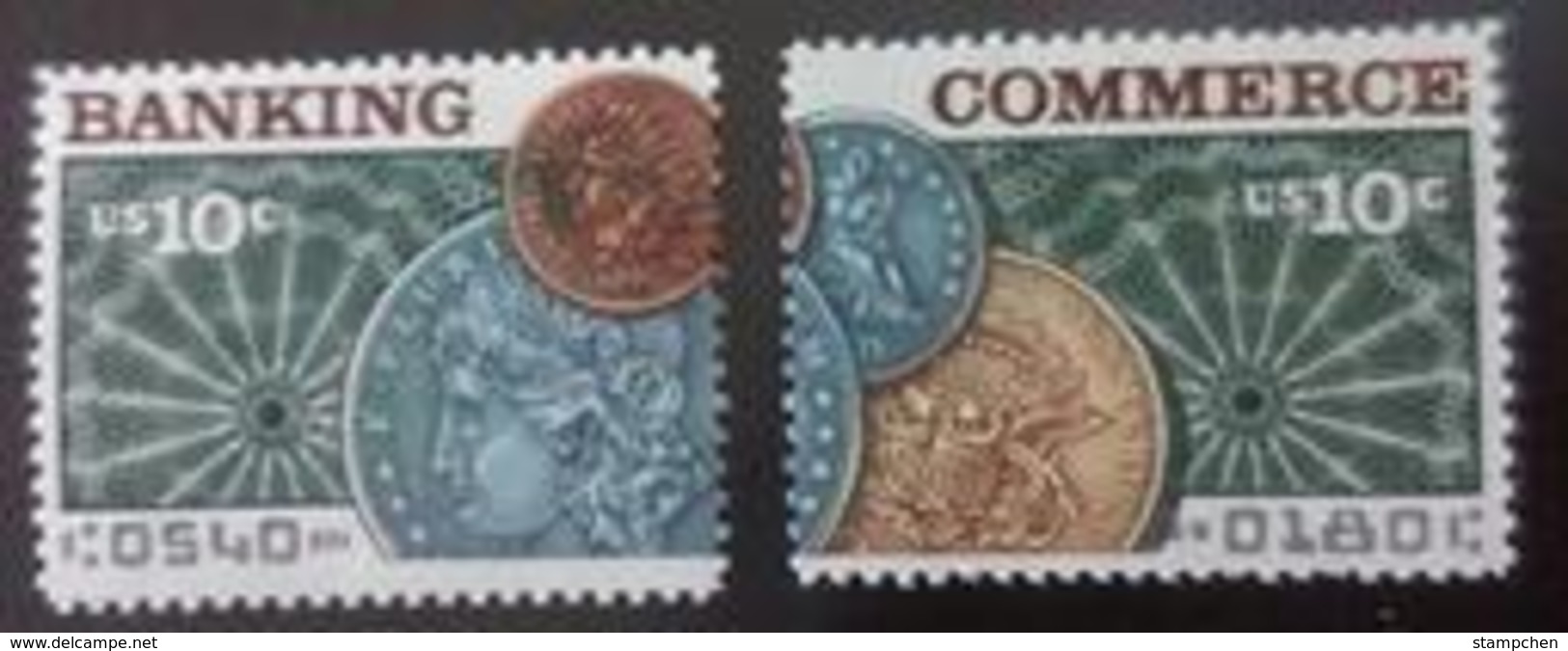 1975 USA Banking And Commerce Stamps #1577-78 Coin Indian Head Double Eagle - Nuevos