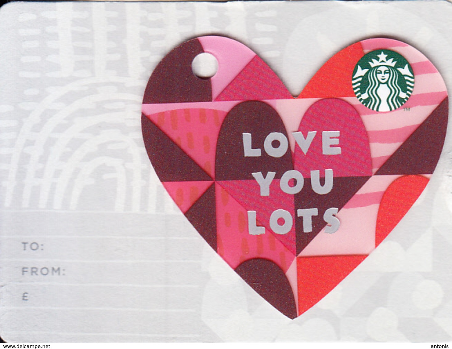 UK - Happy Valentine"s Day/Love You Lots, Starbucks Mini Card, CN : 6162, Unused - Cartes Cadeaux