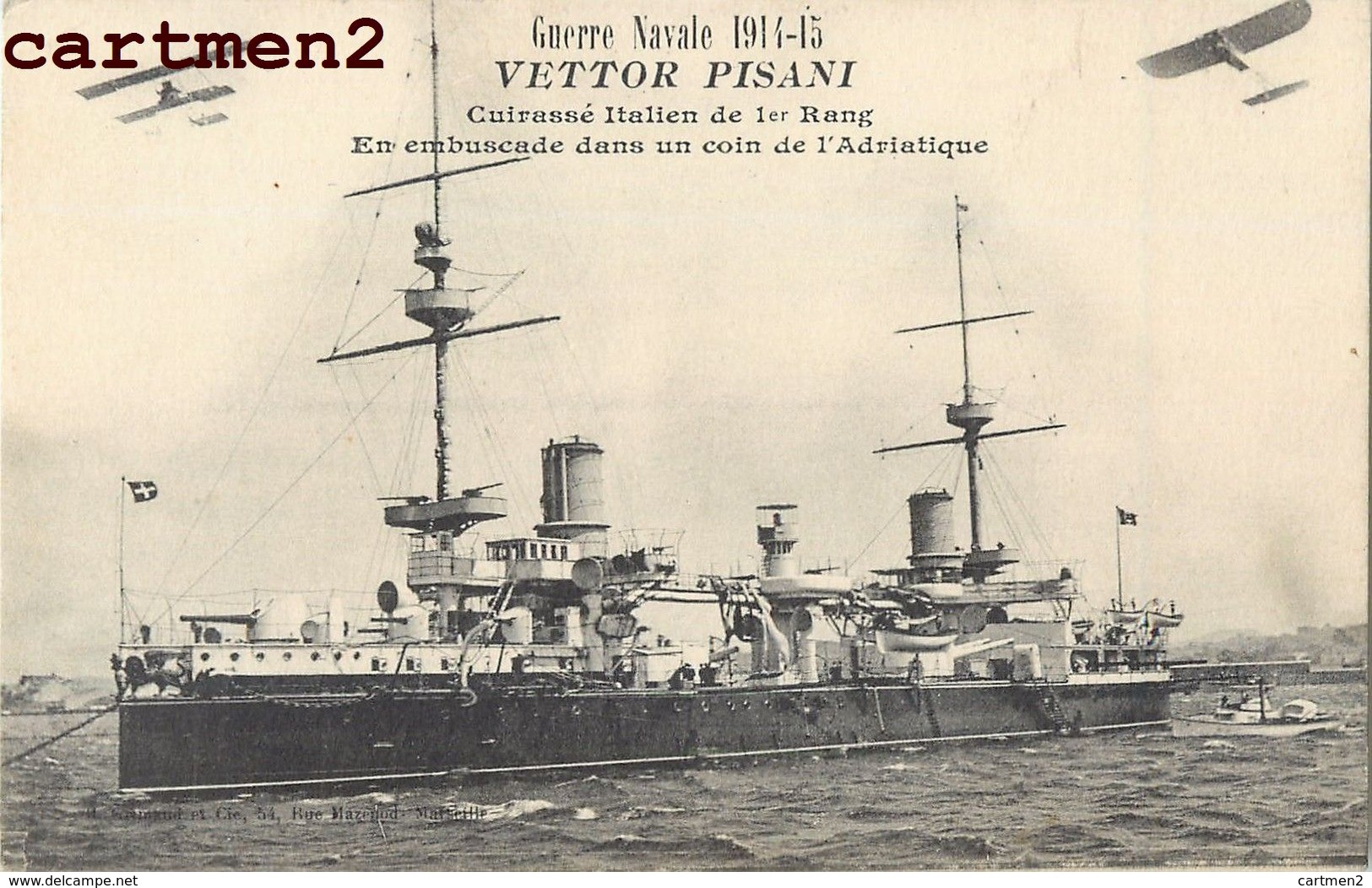 GUERRE NAVALE VETTO PISANI CUIRASSE ITALIEN ADRIATIQUE GUERRE ITALIA PAQUEBOT BATEAU BOAT - Guerra