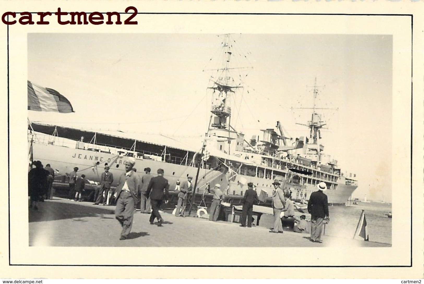 3 PHOTO ANCIENNE CUIRASSE H.M.S. RODNEY 1937 JEANNE D'ARC ALGER 1936 MARINE MILITAIRE GUERRE WARSHIP BRITISH BATTLESHIP - Boats