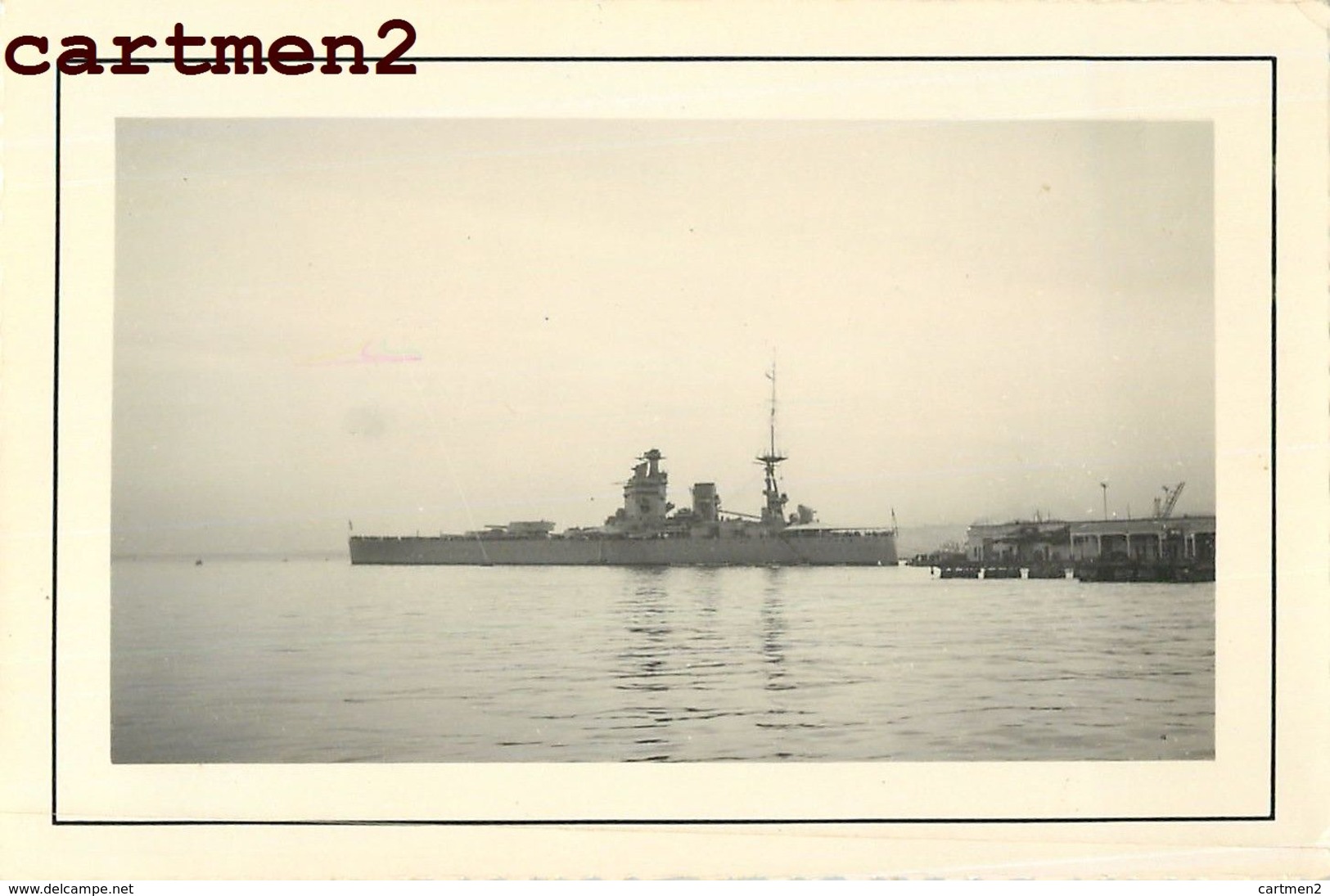 3 PHOTO ANCIENNE CUIRASSE H.M.S. RODNEY 1937 JEANNE D'ARC ALGER 1936 MARINE MILITAIRE GUERRE WARSHIP BRITISH BATTLESHIP - Bateaux