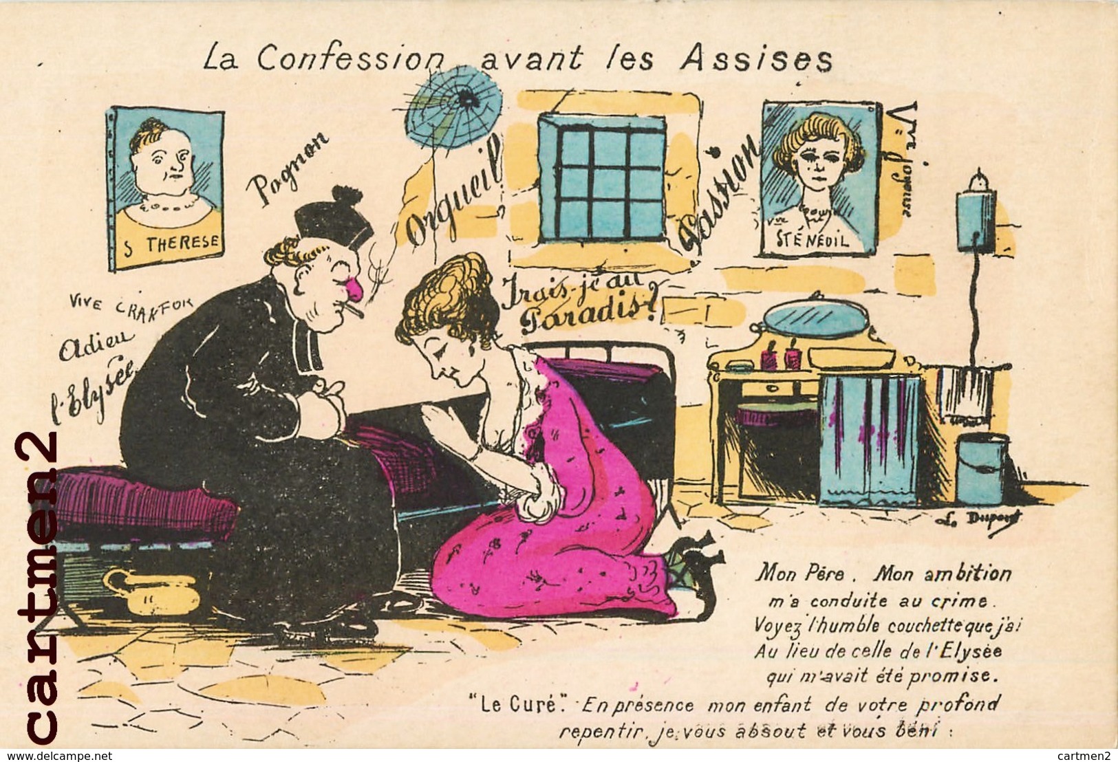 ILLUSTRATEUR DUPONT STYLE XAVIER SAGER CONFESSION ASSISES JUSTICE HUMOUR EROTISME CURE RELIGION - Other & Unclassified