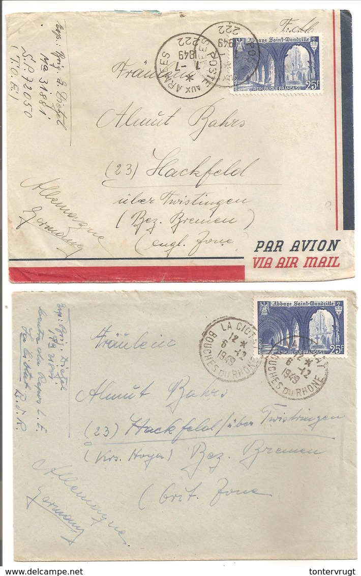 La Ciotat + T.O.E. Secteur Postal 222 Pour Allemagne BZ Bremen 1949 - Guerre D'Indochine / Viêt-Nam