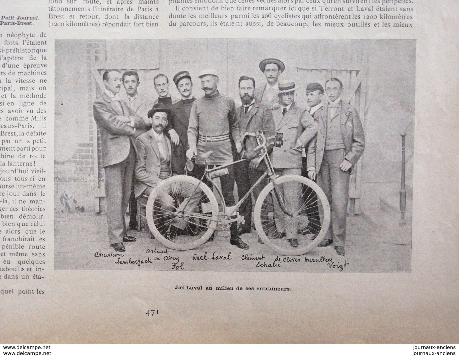 1901 CYCLISME - PARIS BREST - 1891 - 1901 LES DEUX VAINQUEURS - Charles TERRONT - Jiel Laval - Henri DESGRANGE - 1900 - 1949