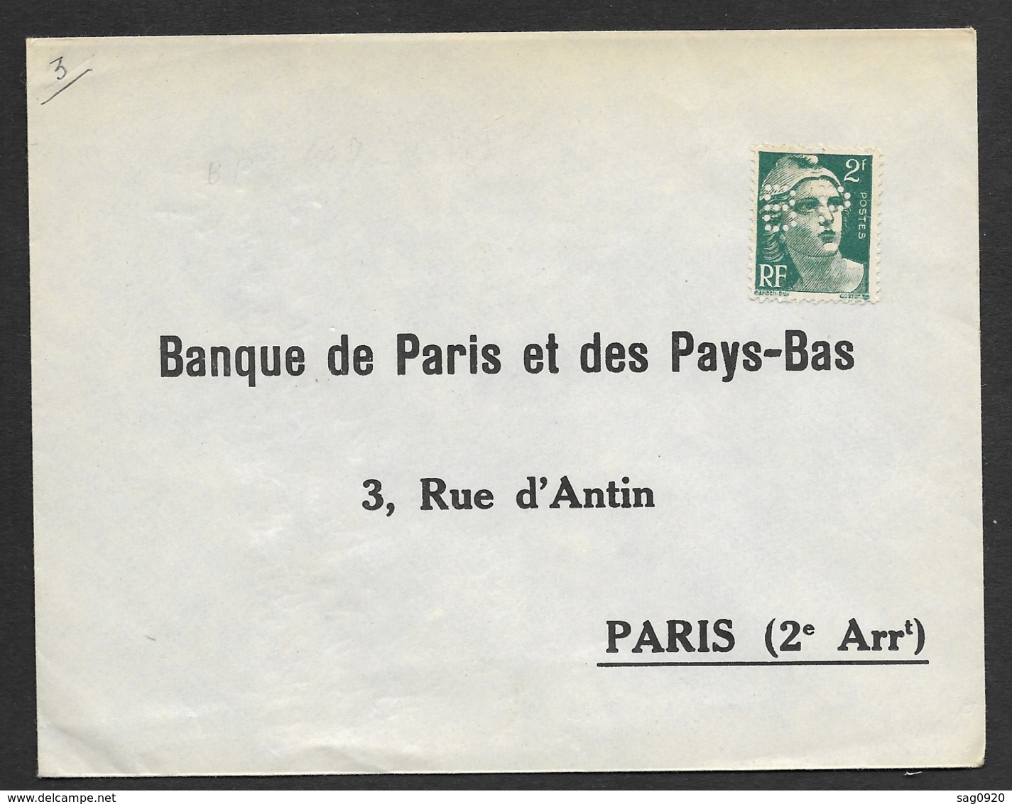 Enveloppe Avec Gandon Perforé BP-Ancoper BP 147 - Autres & Non Classés