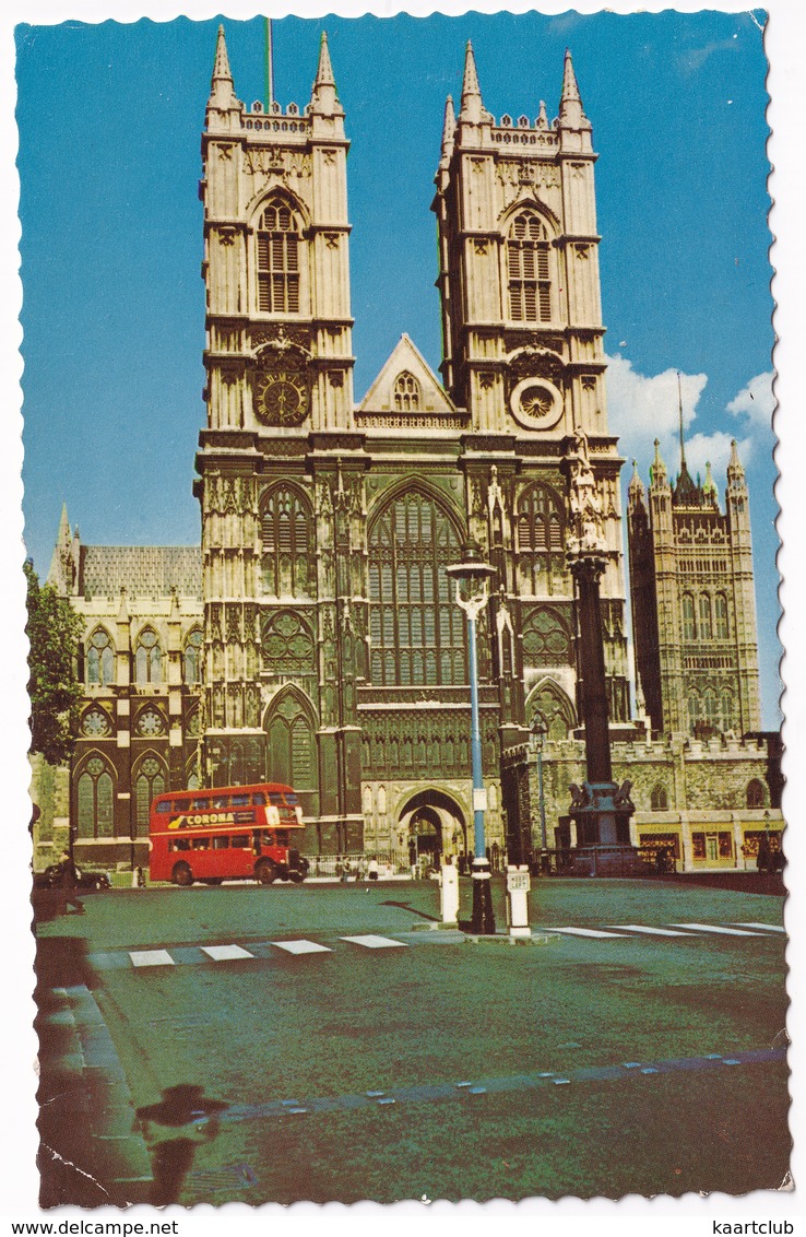 London: DOUBLE DECK BUS, AUSTIN FX TAXI - Westminster Abbey - (1962) - Toerisme