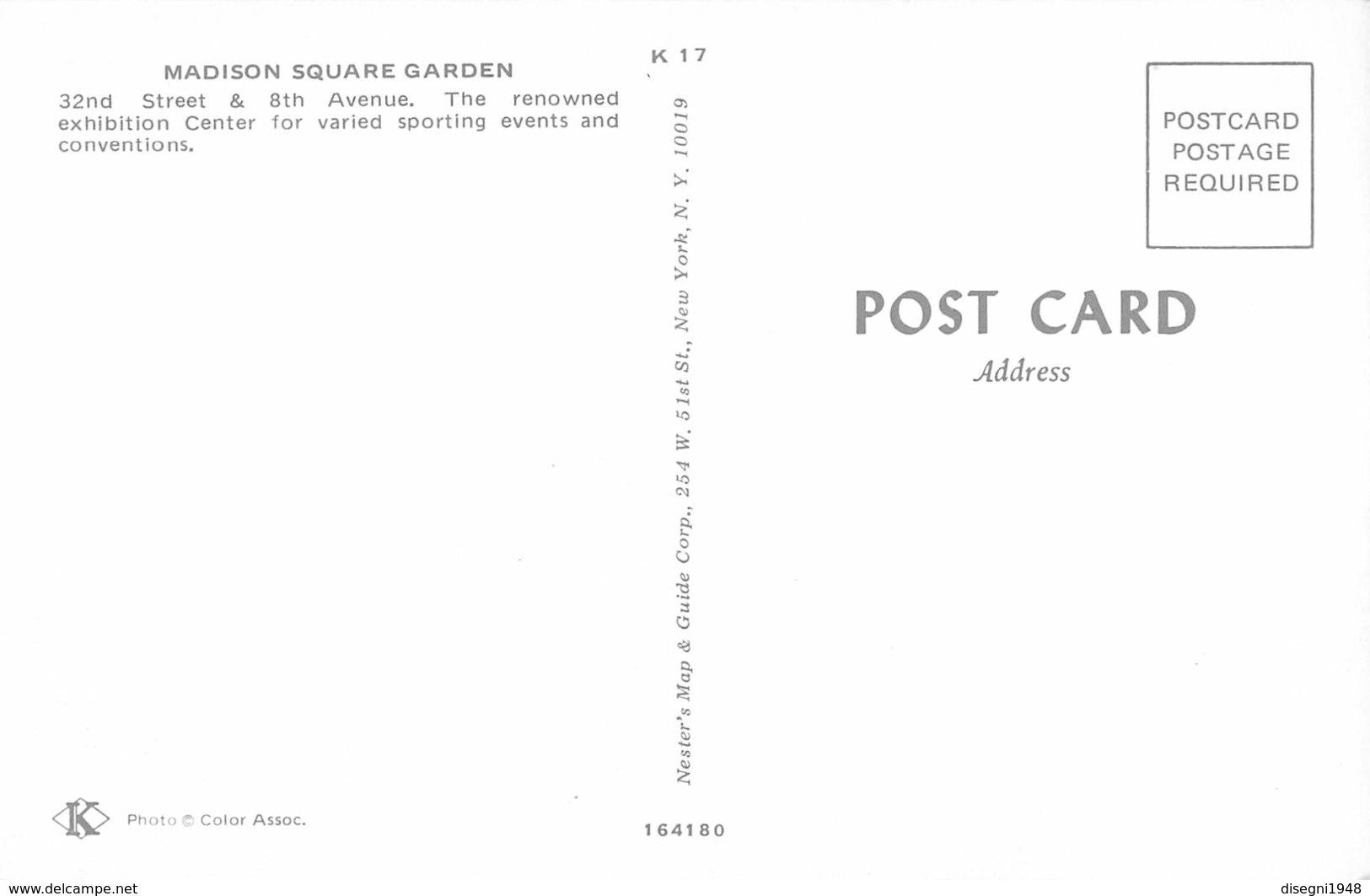07809 "MADISON SQUARE GARDEN - NEW YORK CITY" CART. ORIG. NON SPED. - Stades & Structures Sportives