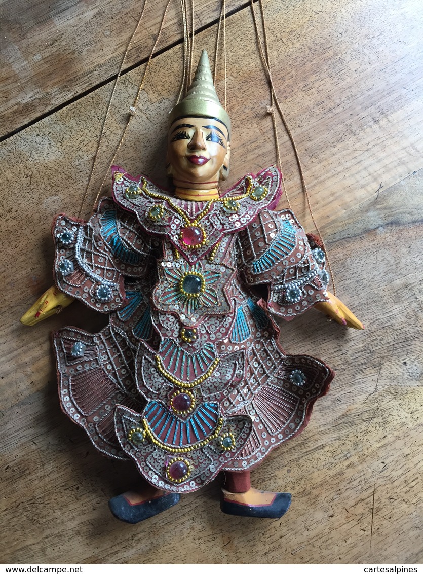 (Cambodge) Marionnette à Fils. Hauteur = 38 Cm. - Art Asiatique